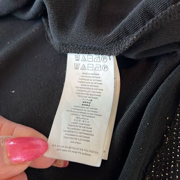 Michael Kors Womans Dress Sz 0X Bwown Gold VNeck Long Sleeve Ruffle Midi Stretch - Picture 10 of 11